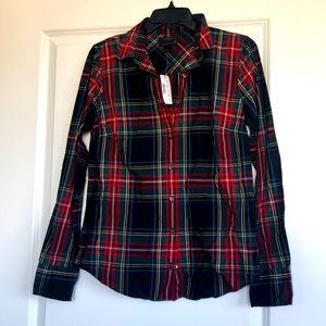 NWT j.crew cotton tartan plaid button down size 6